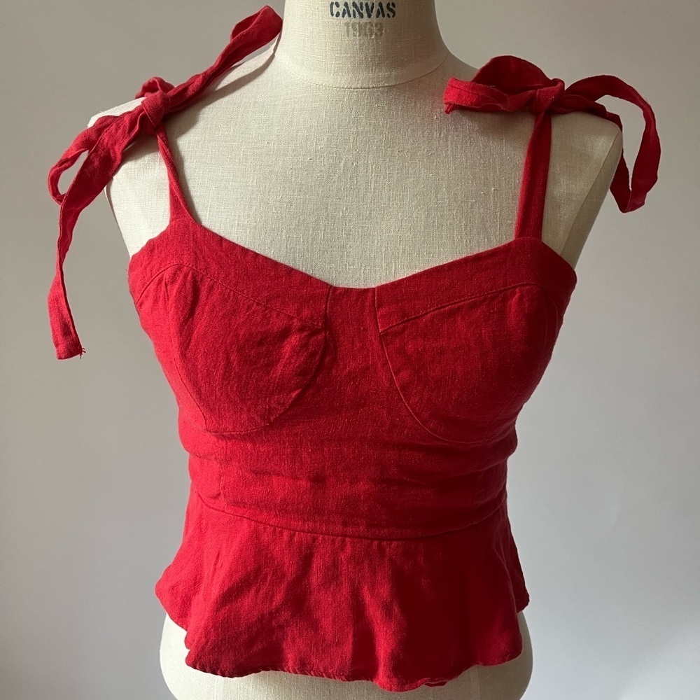 Peplum linen tank top